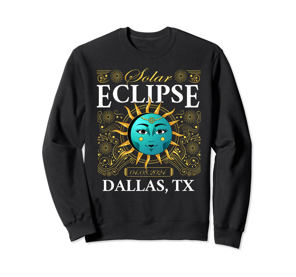 Total Solar Eclipse Dallas Tx Sweatshirt - Custom Art Print Men Women - T-Shirt, Sweatshirt, Hoodie