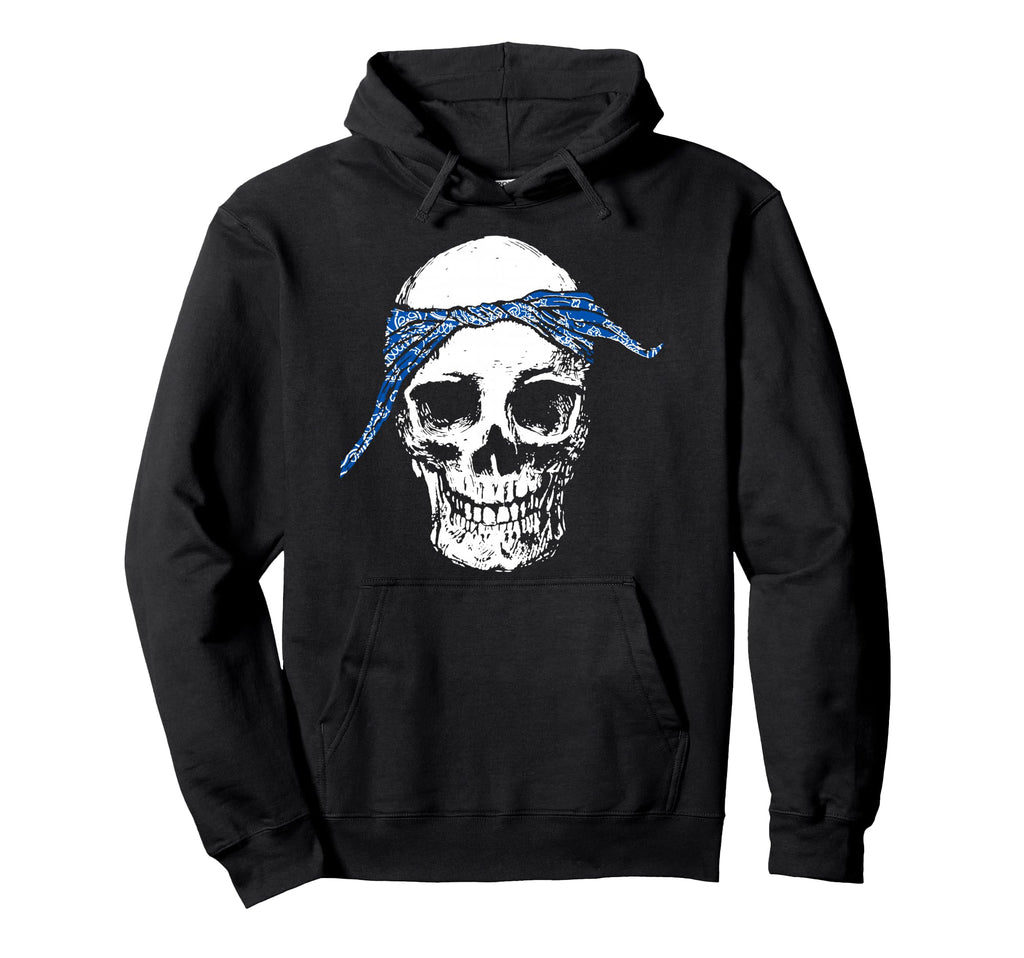 Hip Hop Skull Blue Do Rag Bandana Old Hoodie - Streetwear Style for Adults - T-Shirt, Sweatshirt, Hoodie