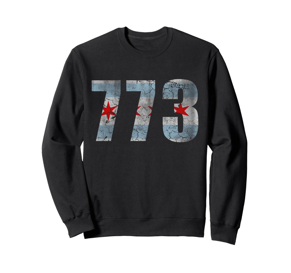 Chicago Flag 773 Distressed Sweatshirt - Casual Everyday Wear Unisex - T-Shirt, Sweatshirt, Hoodie