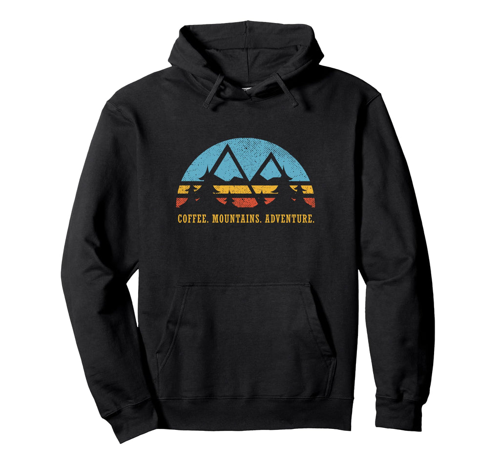 Sunset Hiking Coffee Mountains Adventure Hoodie - Unique Graphic Unisex - T-Shirt, Sweatshirt, Hoodie