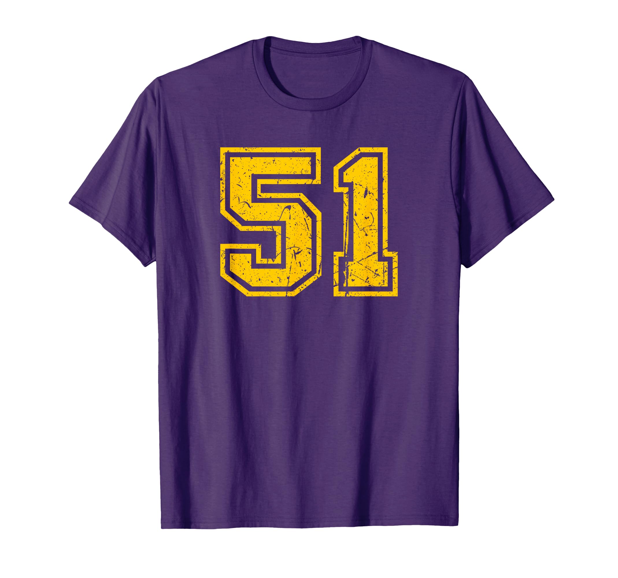 Number 51 Sport Yellow Varsity Number T-Shirt - Minimalist Print Unisex - T-Shirt, Sweatshirt, Hoodie