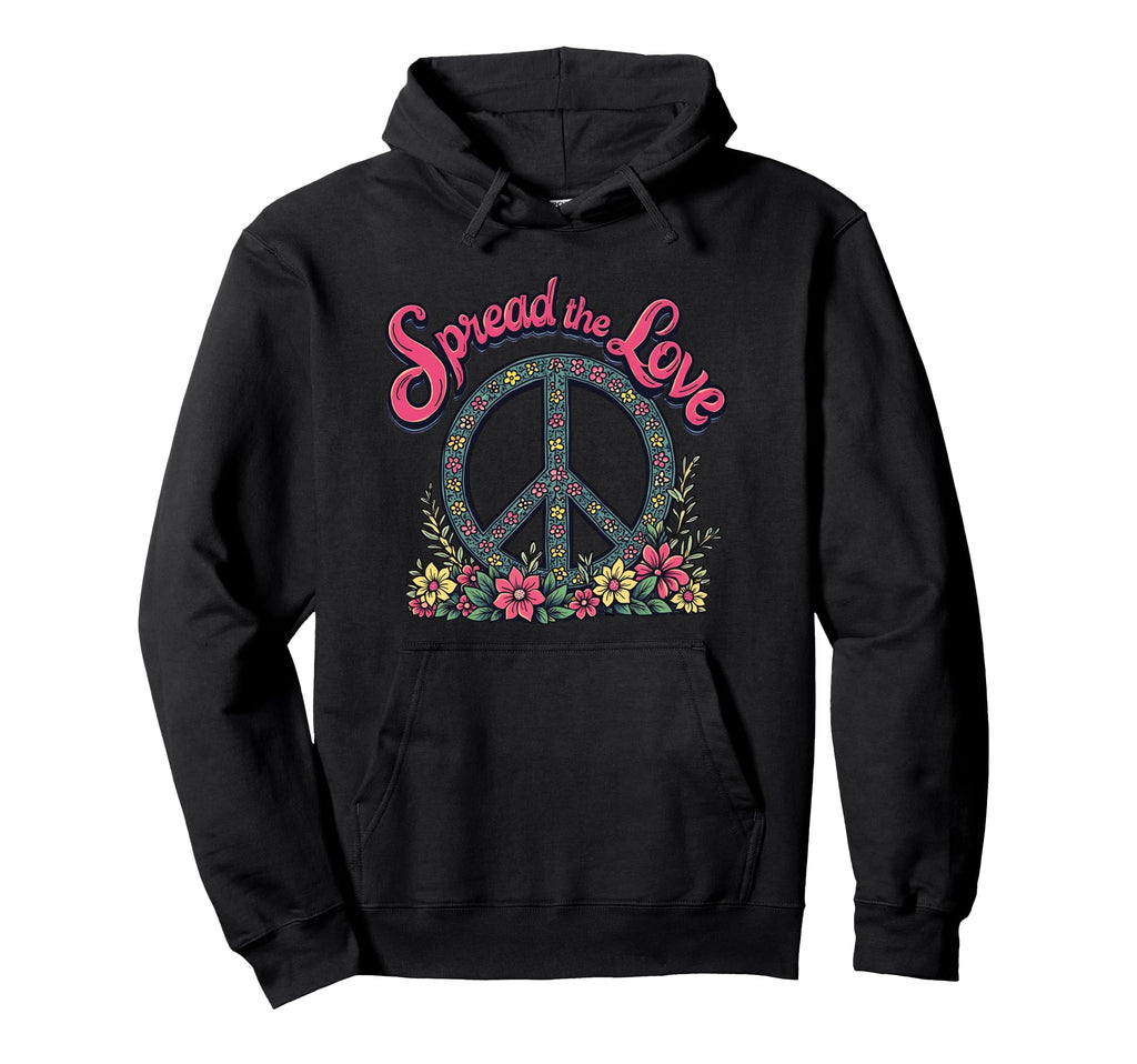 Peace Sign Floral Spread Love Hippie Hoodie - Casual Everyday Wear Unisex - T-Shirt, Sweatshirt, Hoodie