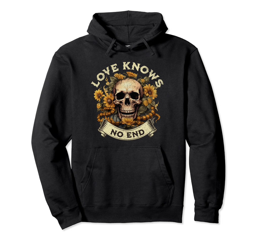 Love Knows No End Distressed Skull Hoodie - Streetwear Style Men Women - T-Shirt, Sweatshirt, Hoodie