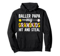 Baller Papa Funny Baseball Softball Hoodie - Aesthetic Graphic for Adults - T-Shirt, Sweatshirt, Hoodie