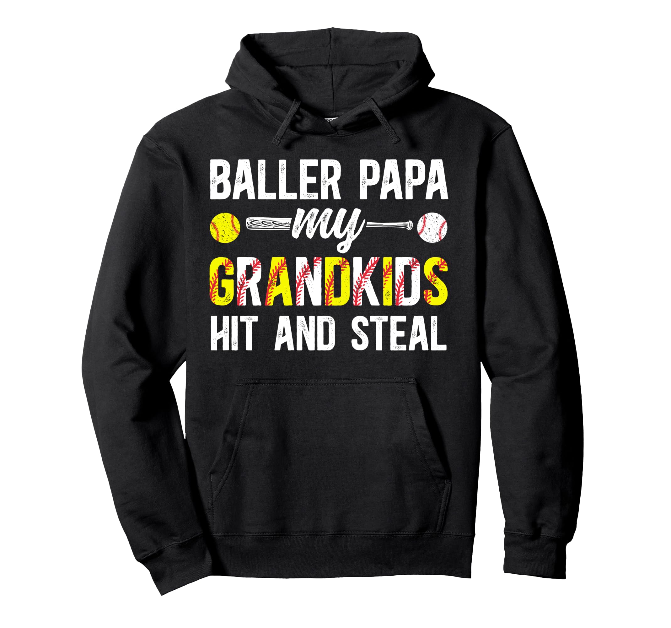 Baller Papa Funny Baseball Softball Hoodie - Aesthetic Graphic for Adults - T-Shirt, Sweatshirt, Hoodie