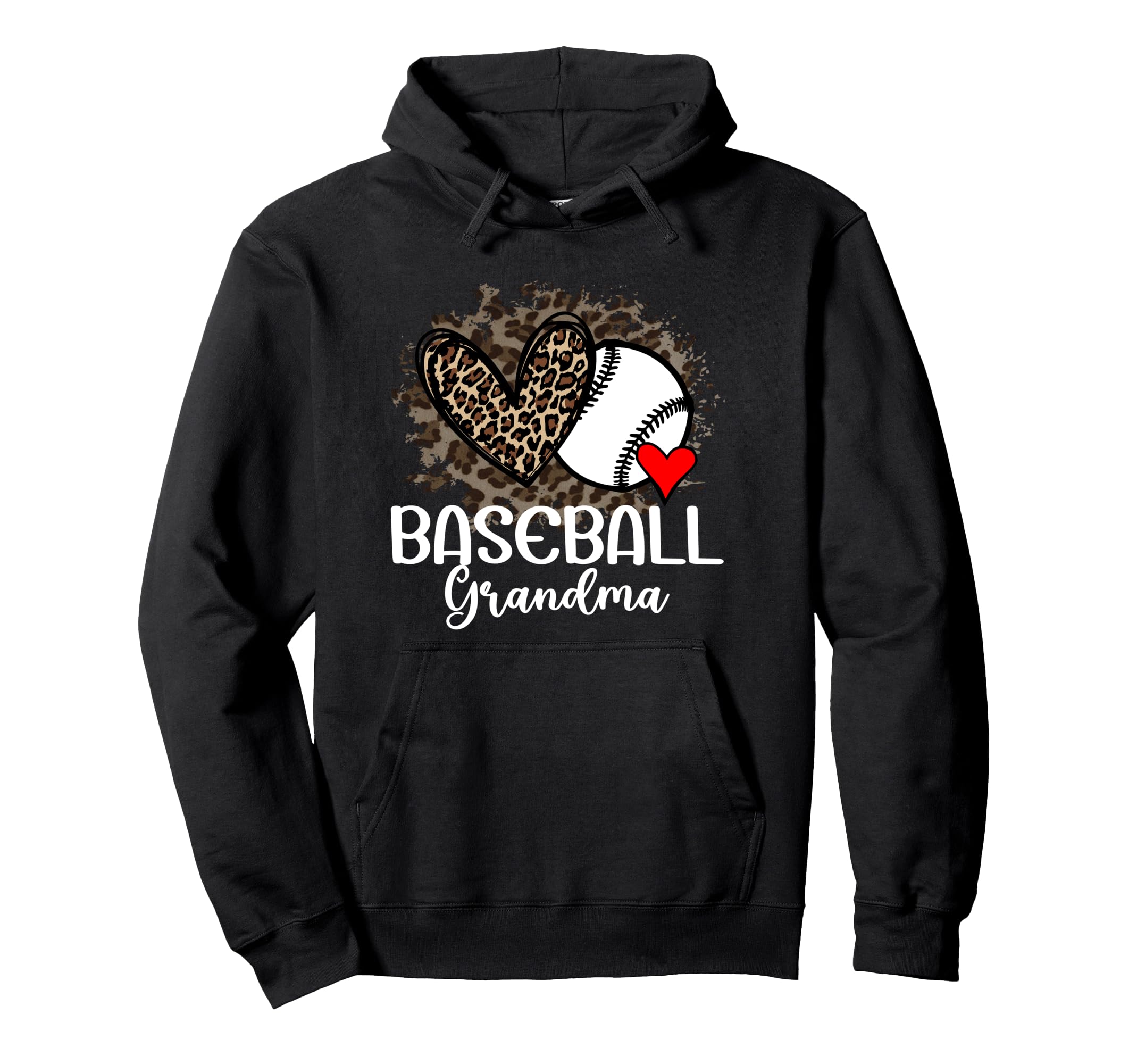 Baseball Grandma Funny Leopard Heart Hoodie - Streetwear Style Unisex - T-Shirt, Sweatshirt, Hoodie