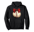 Baseball Coquette Bow Baseball Mom Hoodie - Unique Graphic Unisex - T-Shirt, Sweatshirt, Hoodie