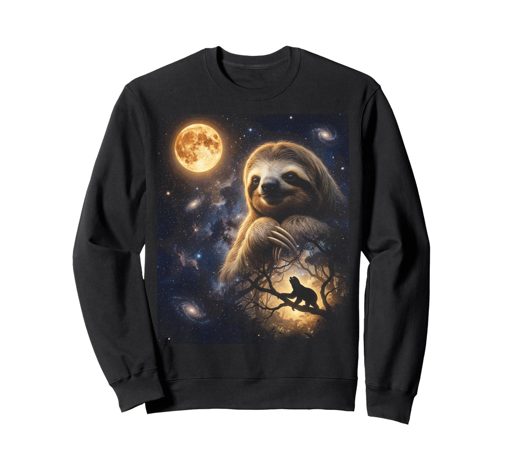 90S Sloth Howling Moon Y2K Aesthetic Sweatshirt - Graphic Print for Adults - T-Shirt, Sweatshirt, Hoodie