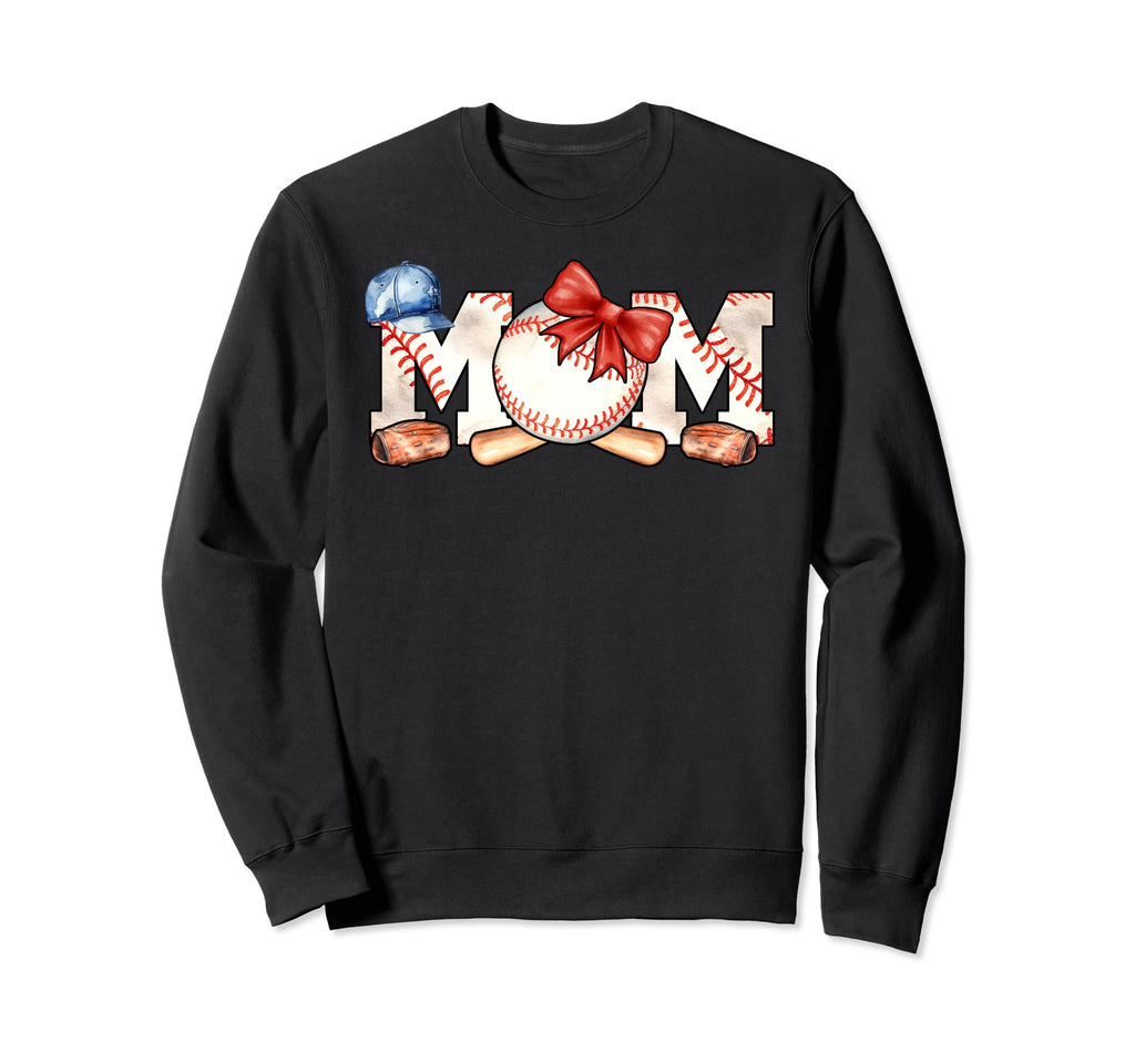 Ball Mom Bow Tie Funny Baseball Mom Sweatshirt - Graphic Print Men Women - T-Shirt, Sweatshirt, Hoodie