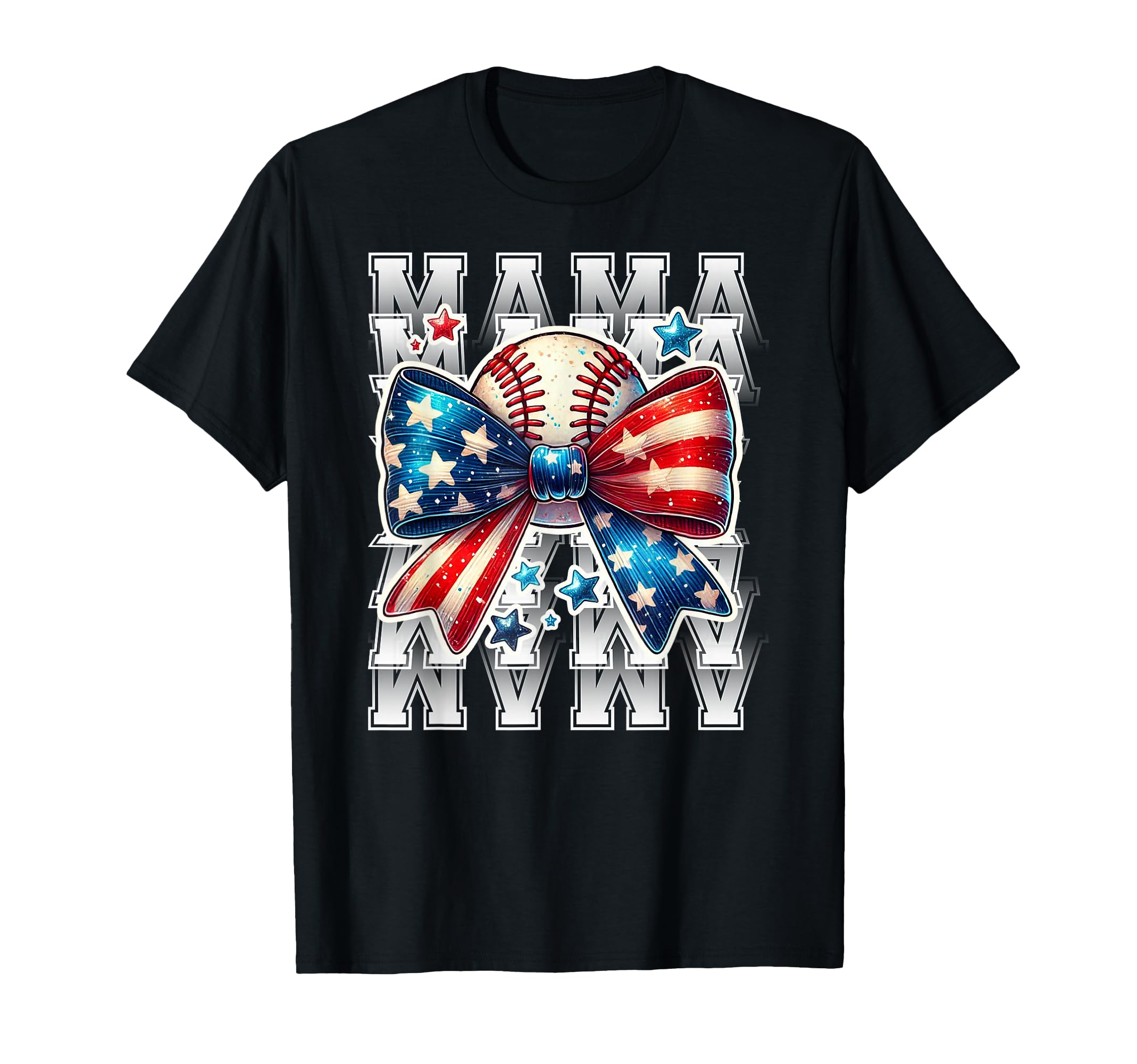 Patriotic Baseball Mom Usa Flag Bow Mom T-Shirt - Minimalist Print Unisex - T-Shirt, Sweatshirt, Hoodie