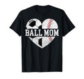 Mom Both Heart Soccer Baseball Sports T-Shirt - Unique Graphic Men Women - T-Shirt, Sweatshirt, Hoodie