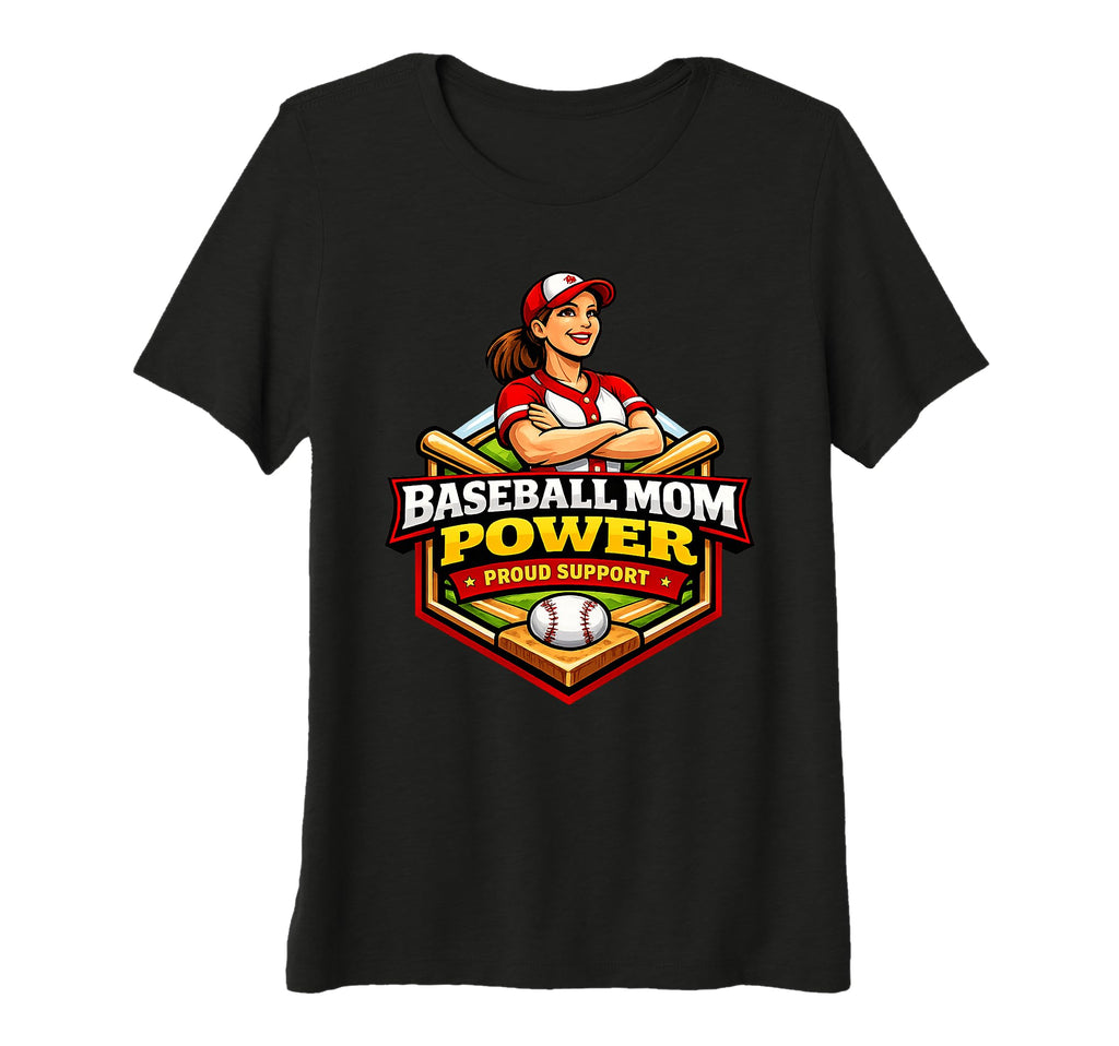 Womens Baseball Mom Power Proud Support T-Shirt - Unique Graphic Men Women - T-Shirt, Sweatshirt, Hoodie