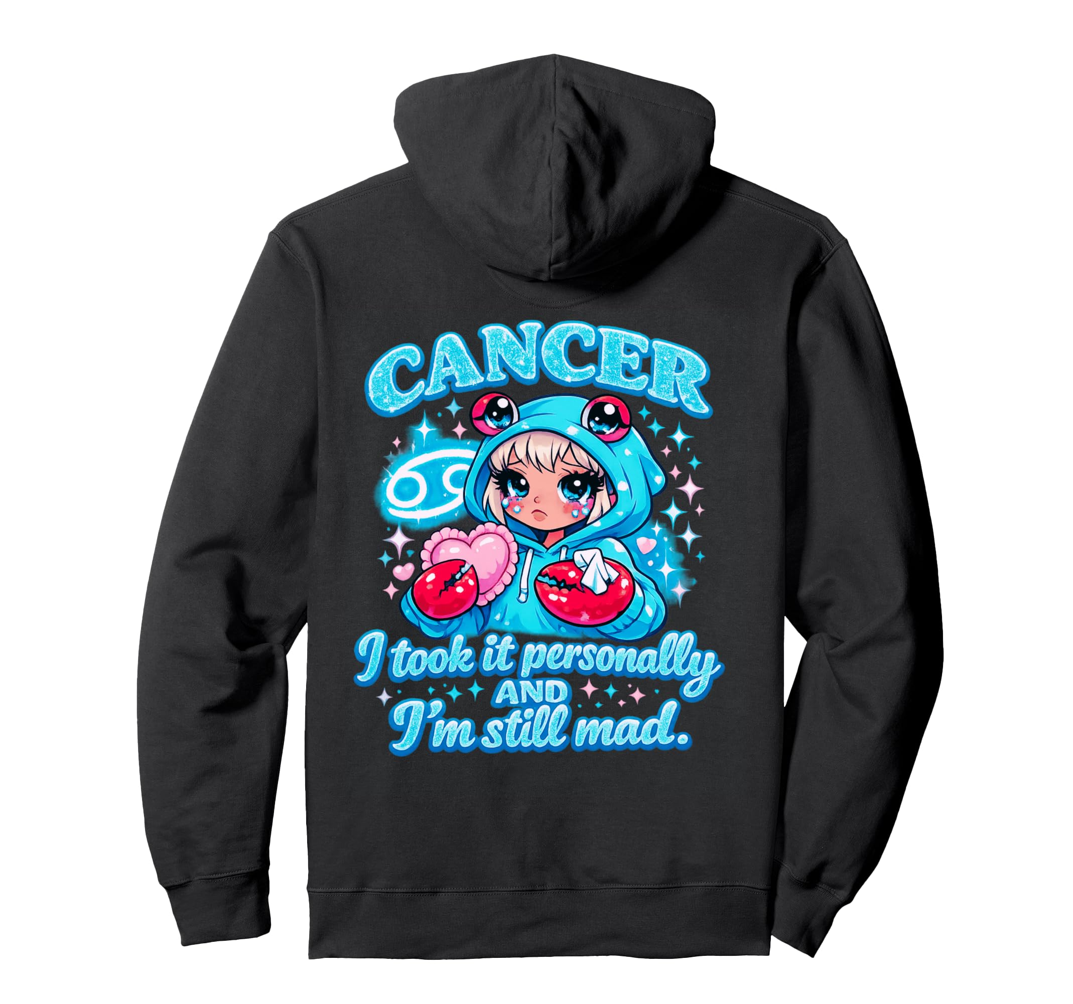 Cancer Bratcore Aesthetic Blue Y2K Hoodie - Custom Art Print Men Women - T-Shirt, Sweatshirt, Hoodie