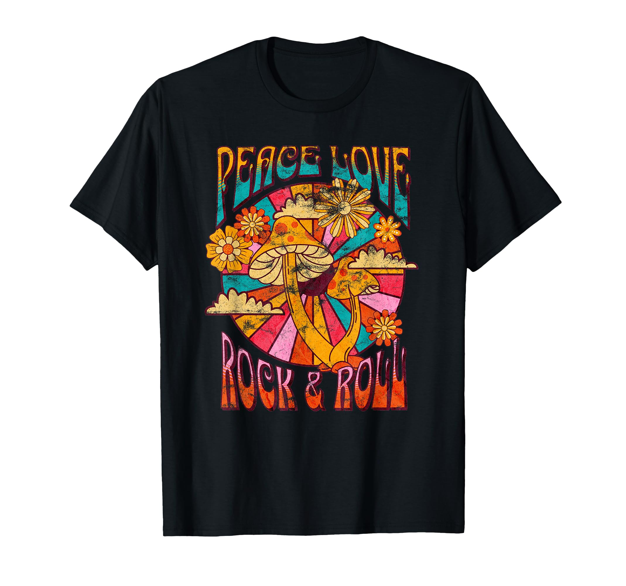 Peace Love Rock And Roll Groovy 70S T-Shirt - Fun Novelty Design Men Women - T-Shirt, Sweatshirt, Hoodie
