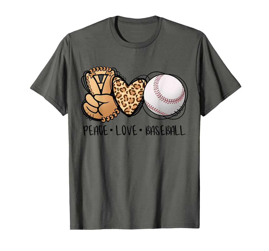 Peace Love Baseball Mom Leopard T-Shirt - Custom Art Print Men Women - T-Shirt, Sweatshirt, Hoodie