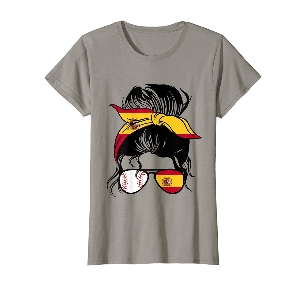 Spanish Baseball Mom Messy Bun Spain T-Shirt - Trendy Graphic Unisex - T-Shirt, Sweatshirt, Hoodie