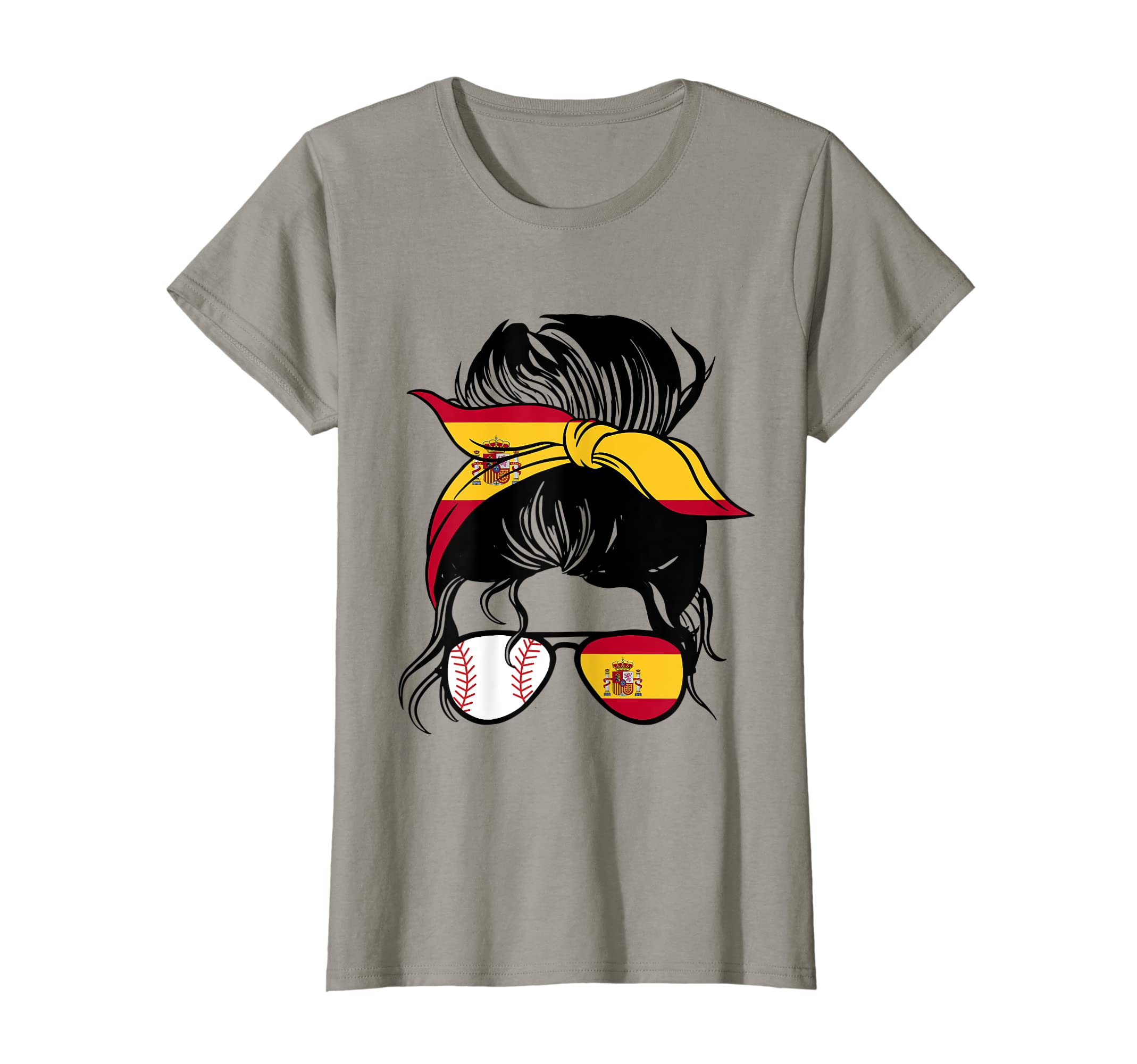 Spanish Baseball Mom Messy Bun Spain T-Shirt - Trendy Graphic Unisex - T-Shirt, Sweatshirt, Hoodie