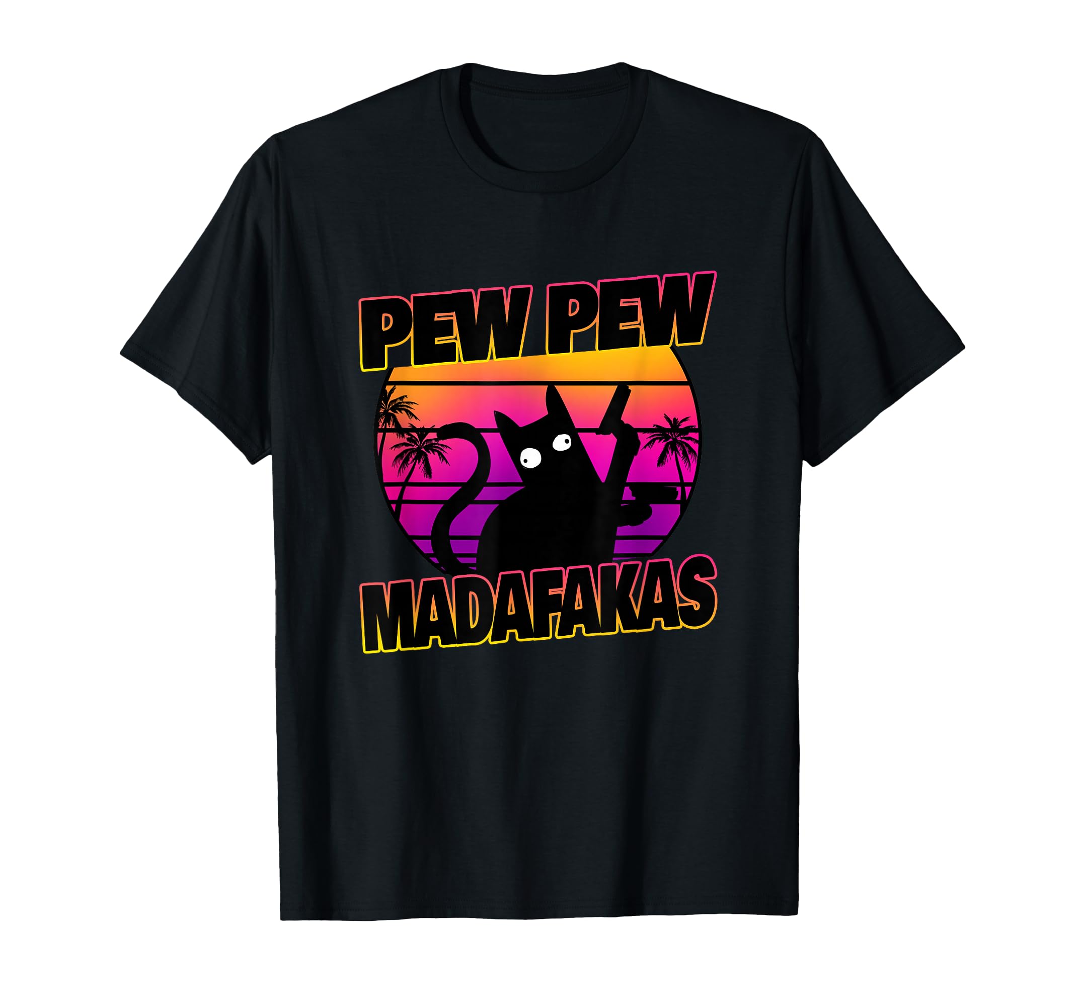 Pew Pew Madafakas Cat Vaporwave Aesthetic T-Shirt - Graphic Print Men Women - T-Shirt, Sweatshirt, Hoodie