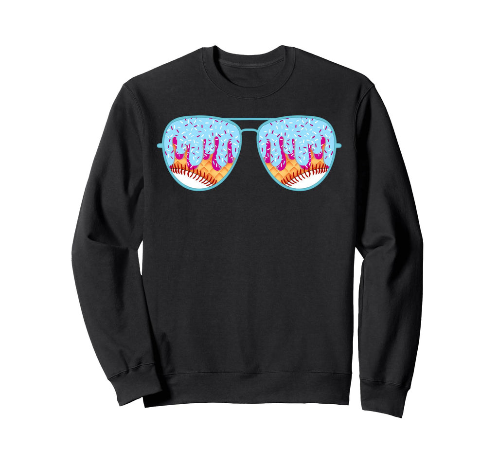 Baseball Sunglasses Ice Cream Drip Sweatshirt - Novelty Apparel for Adults - T-Shirt, Sweatshirt, Hoodie