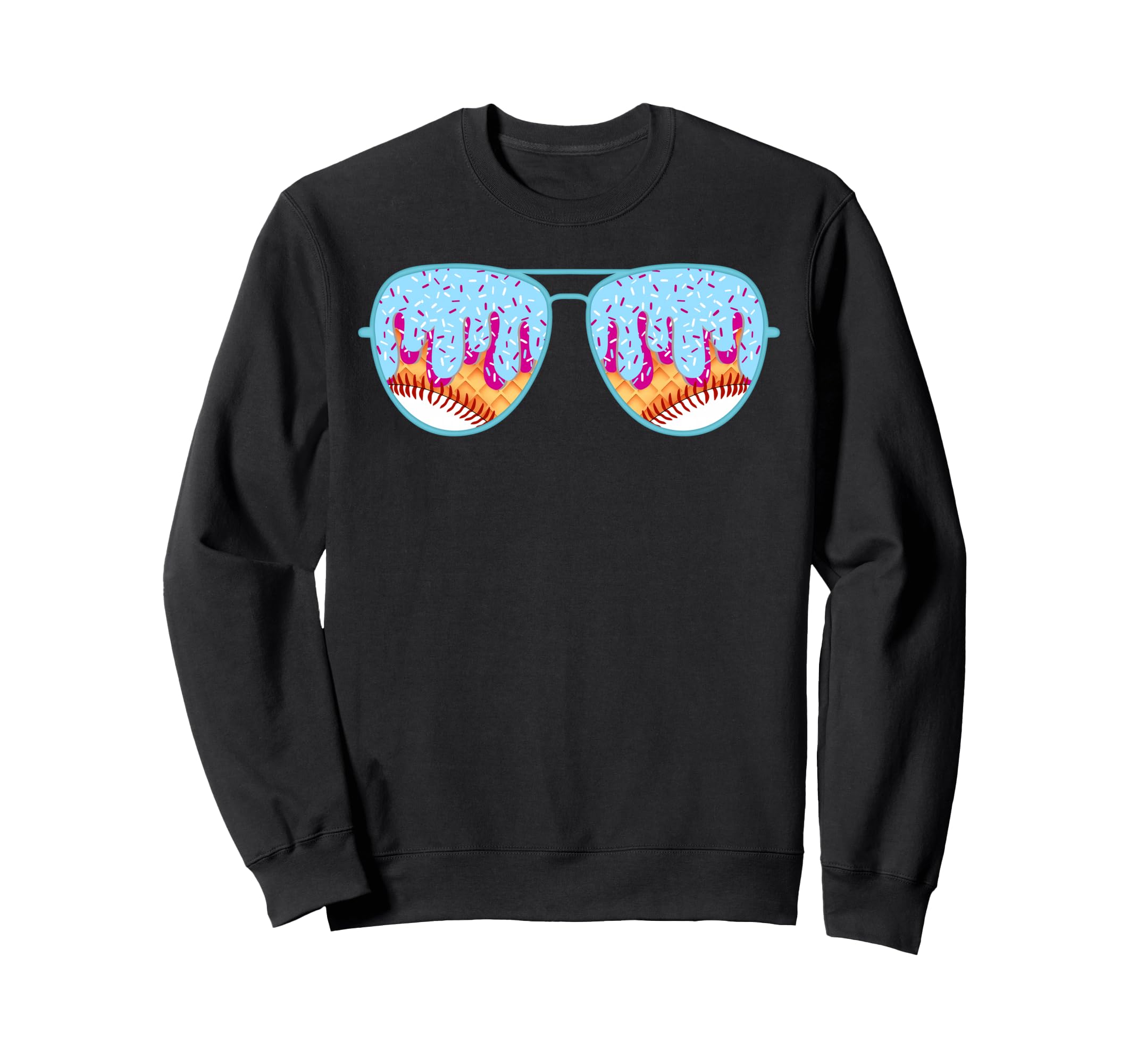 Baseball Sunglasses Ice Cream Drip Sweatshirt - Novelty Apparel for Adults - T-Shirt, Sweatshirt, Hoodie