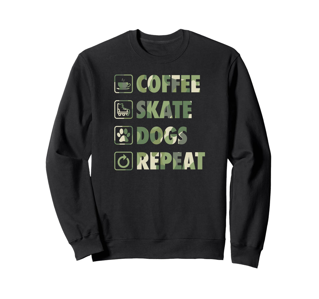 Coffee Skate Dogs Repeat Roller Sweatshirt - Trendy Graphic for Adults - T-Shirt, Sweatshirt, Hoodie