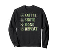 Coffee Skate Dogs Repeat Roller Sweatshirt - Trendy Graphic for Adults - T-Shirt, Sweatshirt, Hoodie