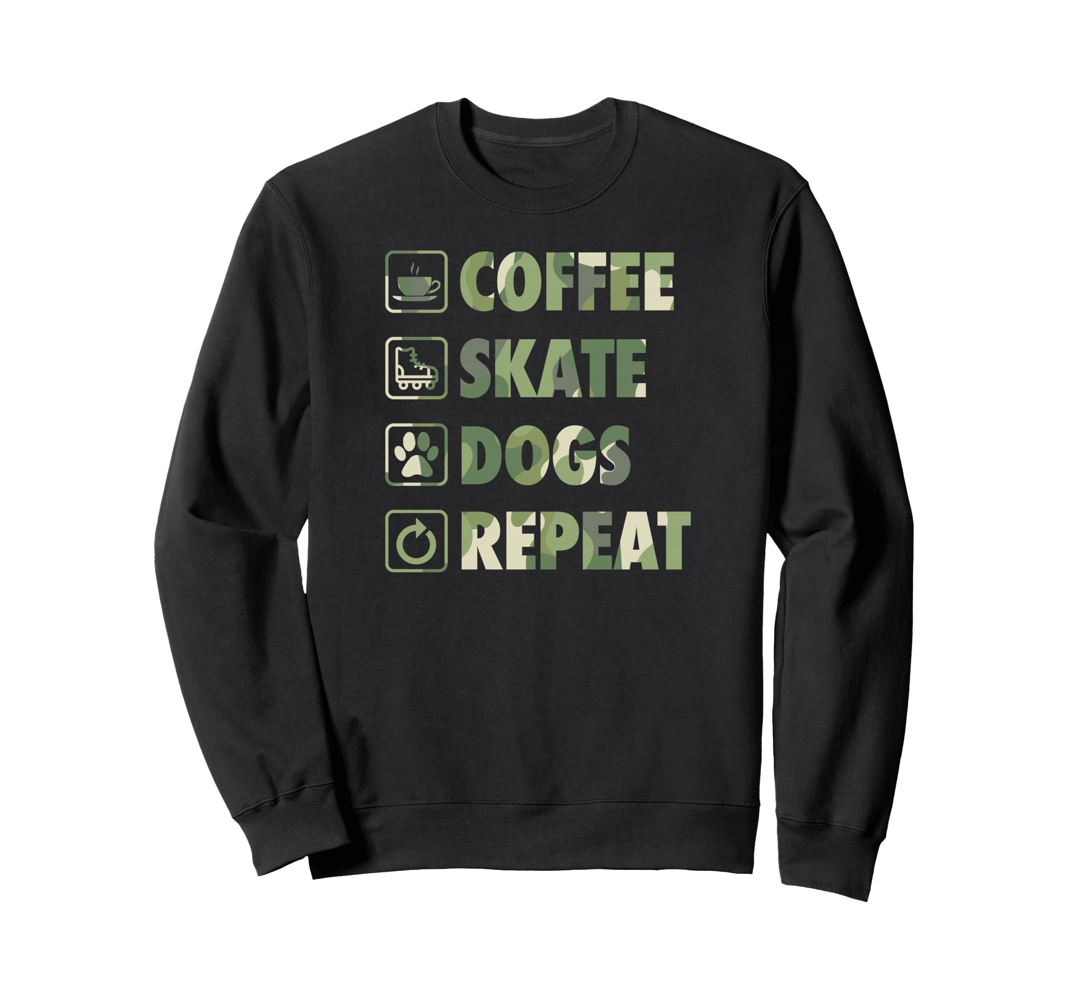 Coffee Skate Dogs Repeat Roller Sweatshirt - Trendy Graphic for Adults - T-Shirt, Sweatshirt, Hoodie