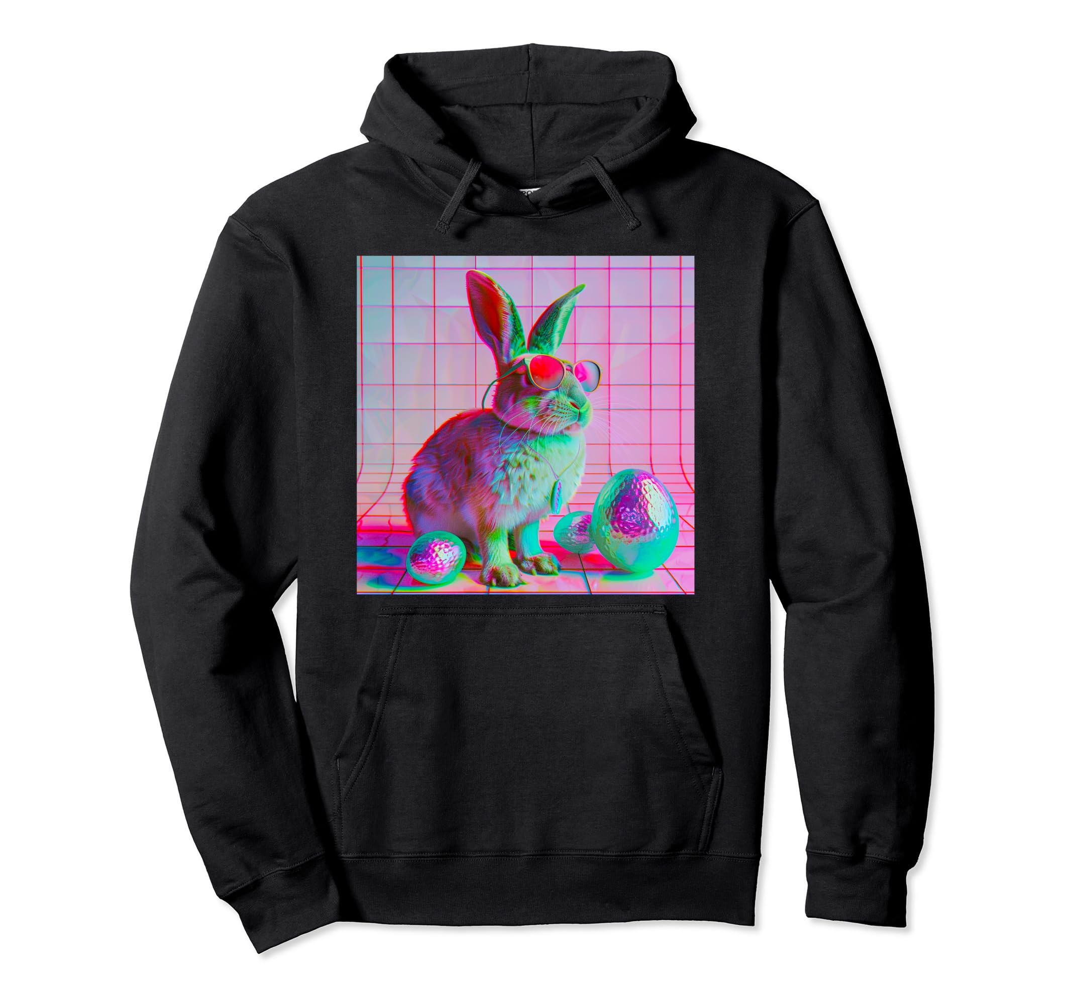 Vaporwave Easter Bunny Eggs 80 90S Hoodie - Novelty Apparel Men Women - T-Shirt, Sweatshirt, Hoodie