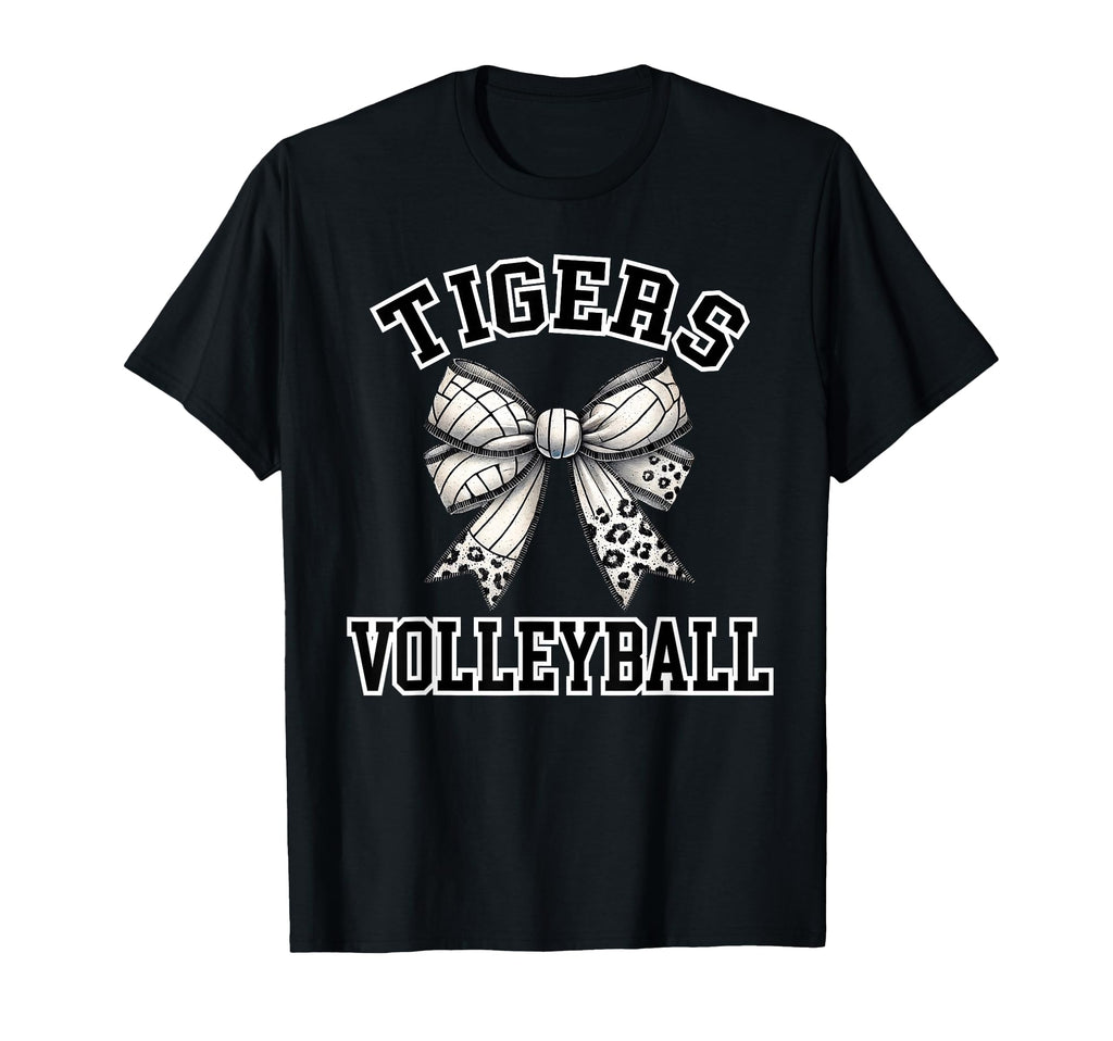 Tigers Volleyball Coquette Bow T-Shirt - Casual Everyday Wear for Adults - T-Shirt, Sweatshirt, Hoodie