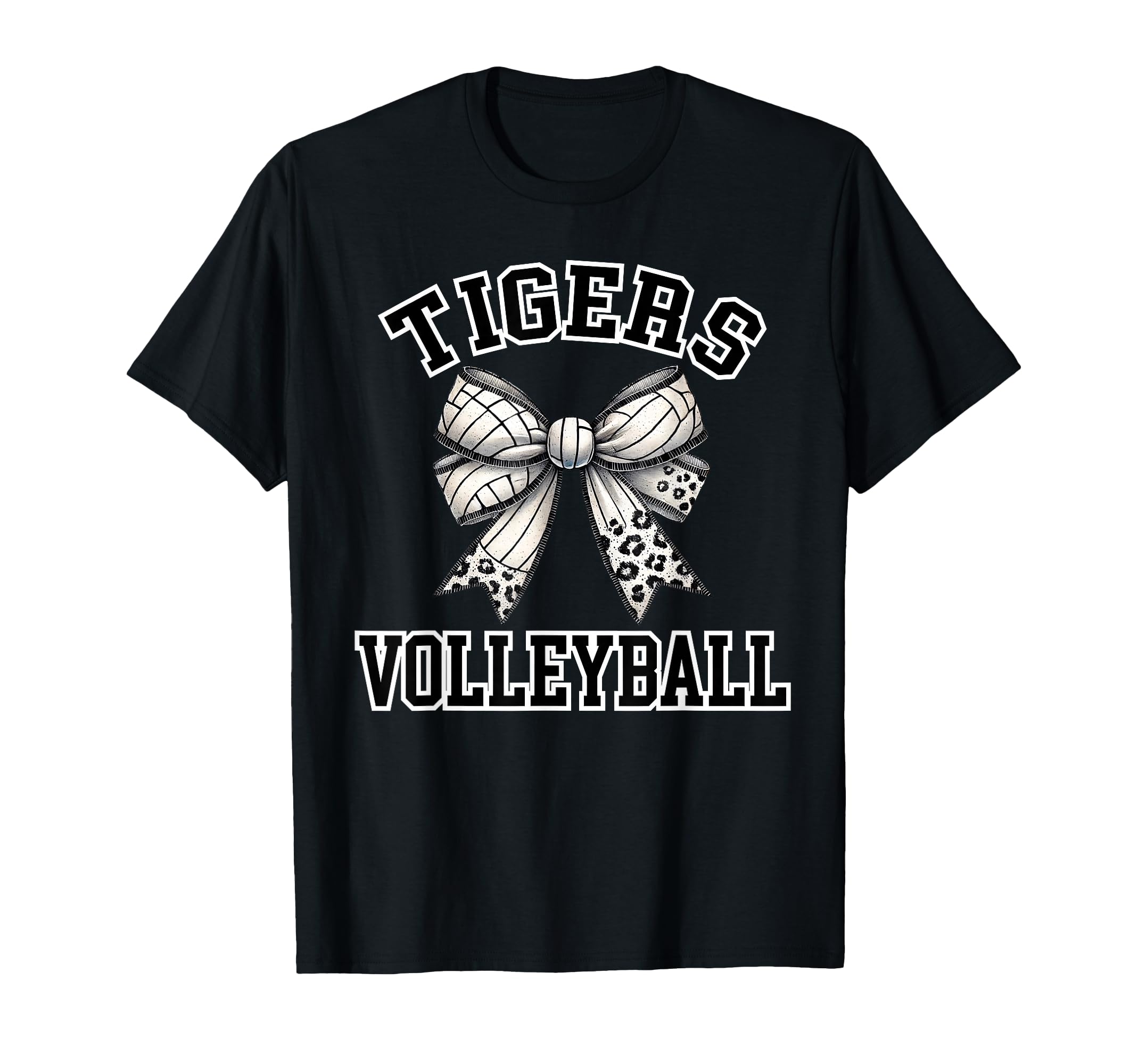 Tigers Volleyball Coquette Bow T-Shirt - Casual Everyday Wear for Adults - T-Shirt, Sweatshirt, Hoodie