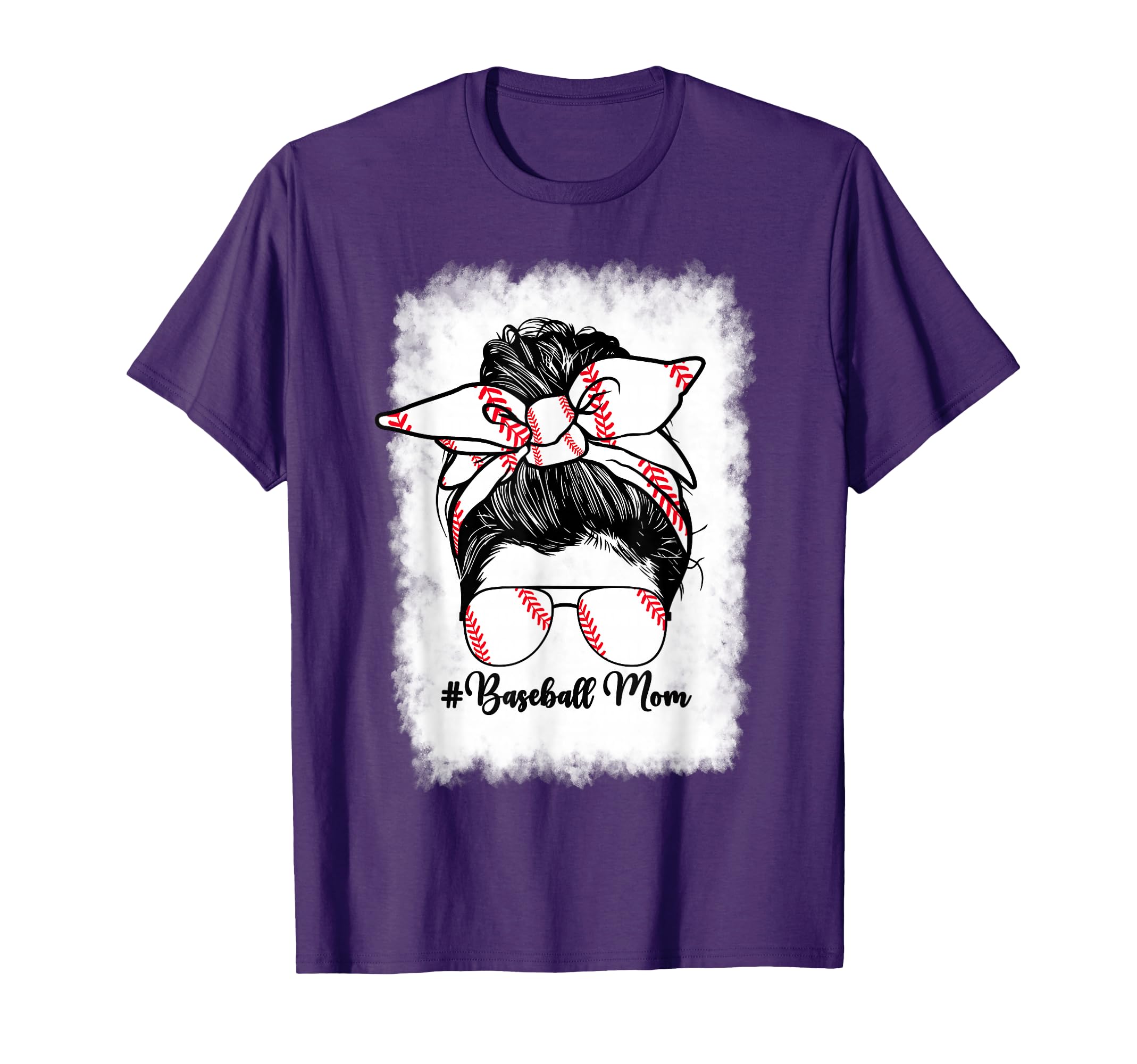 Baseball Mom Mama Messy Bun T-Shirt - Casual Everyday Wear Men Women - T-Shirt, Sweatshirt, Hoodie