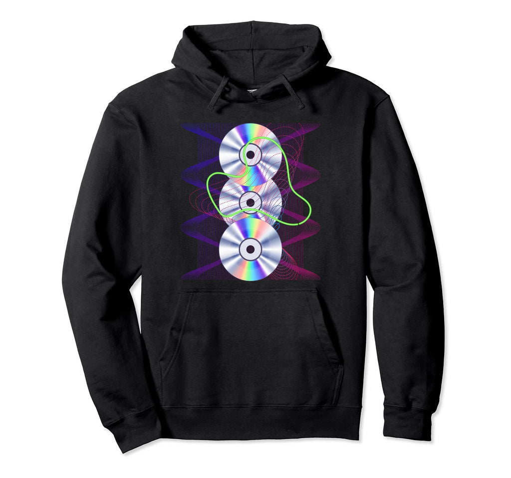 90S Music Lover Synthwave Aesthetic Cd Hoodie - Streetwear Style Unisex - T-Shirt, Sweatshirt, Hoodie