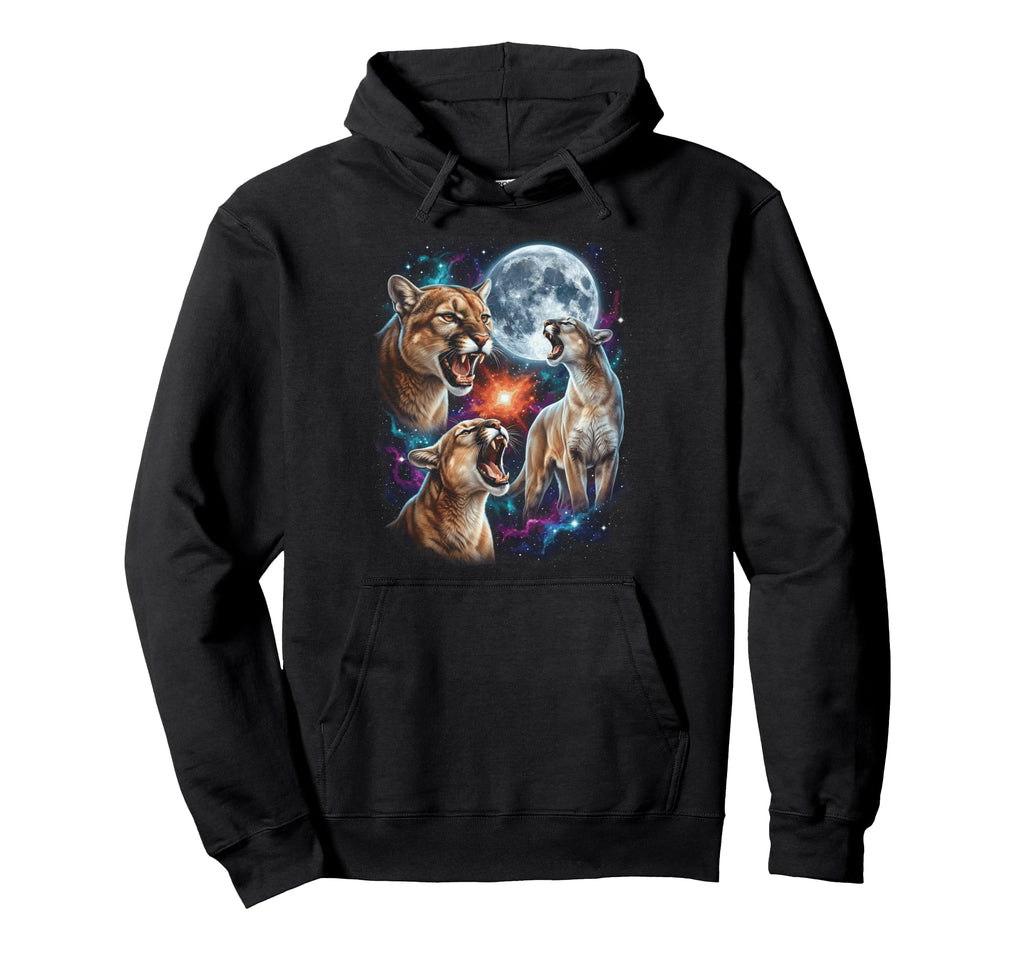 Cougar Mountain Lion Galaxy Moon Hoodie - Minimalist Print for Adults - T-Shirt, Sweatshirt, Hoodie