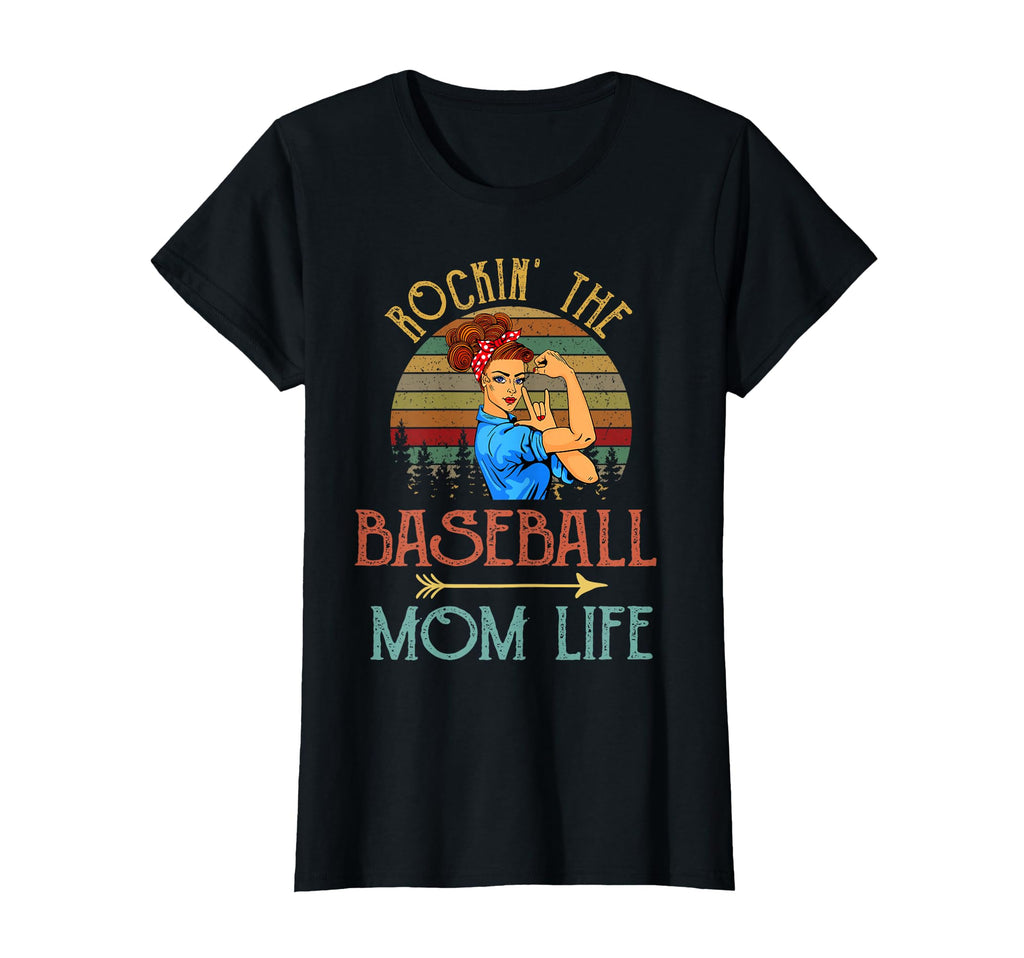 Rockin Baseball Mom Life Flower T-Shirt - Custom Art Print Men Women - T-Shirt, Sweatshirt, Hoodie
