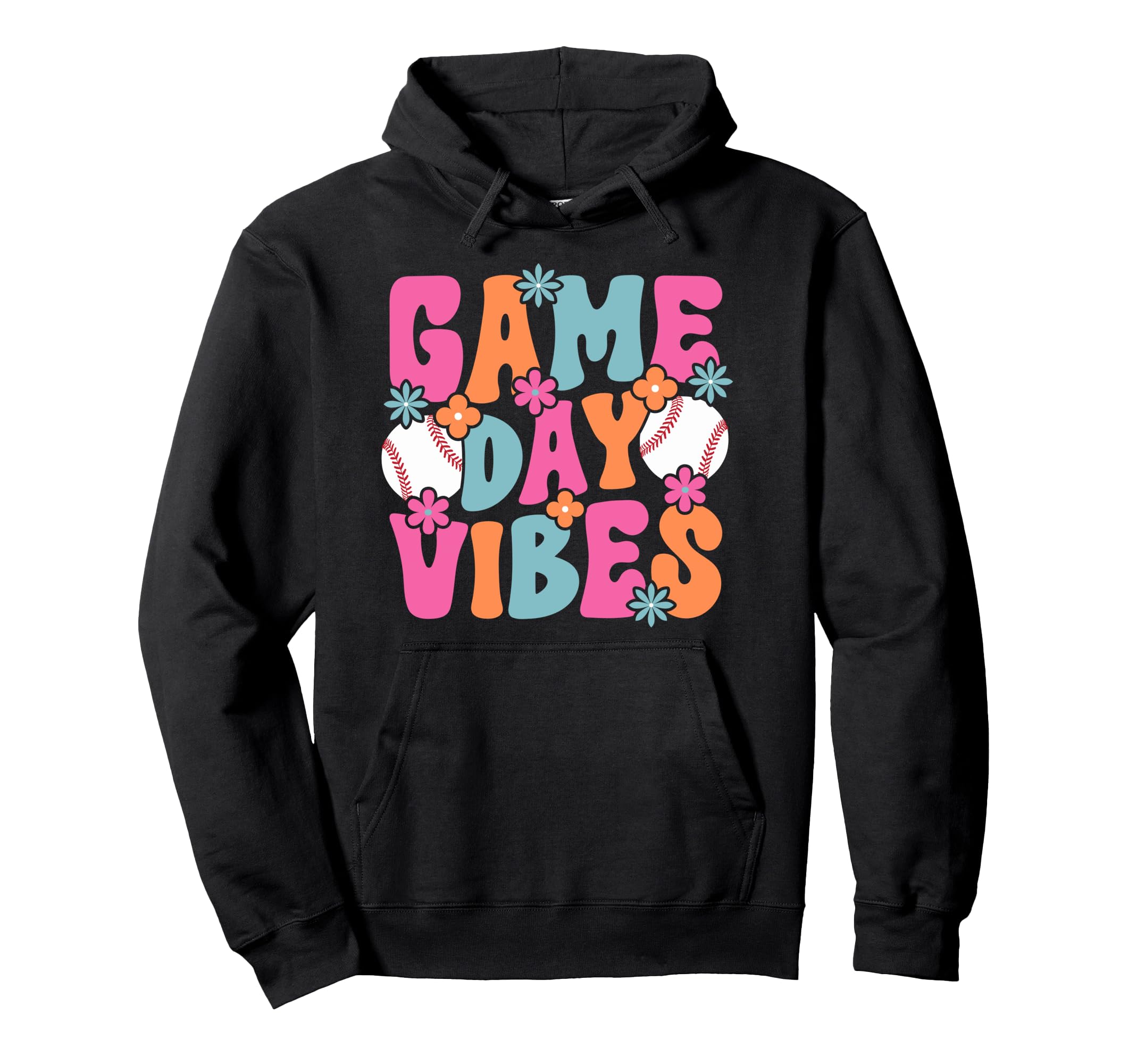 Groovy Baseball Game Day Vibes Game Day Hoodie - Graphic Print Unisex - T-Shirt, Sweatshirt, Hoodie