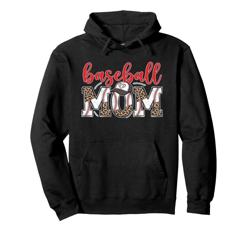 Baseball Mom Leopard Sports Mama Game Hoodie - Novelty Apparel Men Women - T-Shirt, Sweatshirt, Hoodie