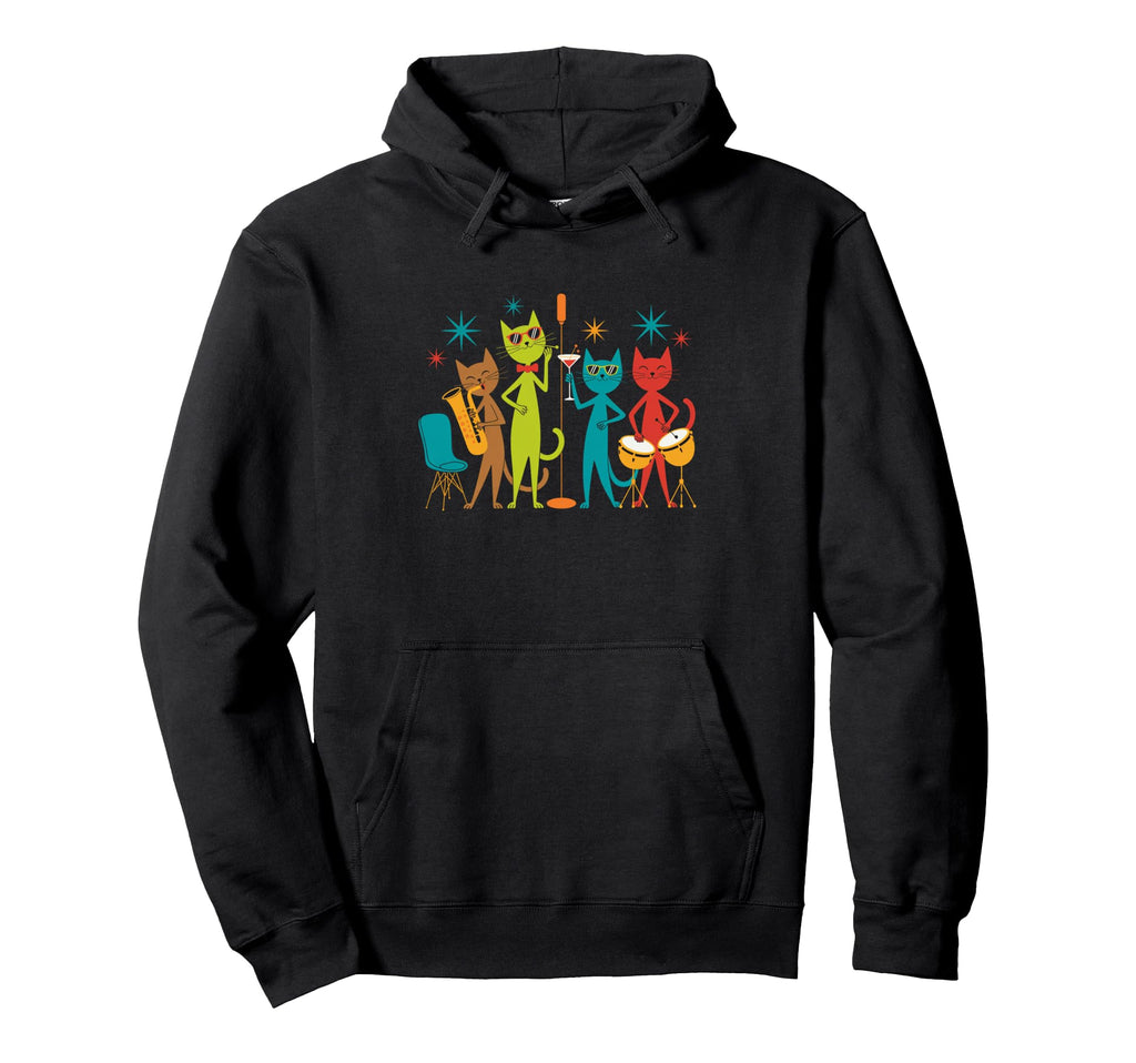 Mid Century Modern Cat Band 50S 60S Hoodie - Aesthetic Graphic Men Women - T-Shirt, Sweatshirt, Hoodie