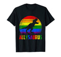 Ally Saurus Dinosaur Lgbt Flag Gay Pride T-Shirt - Unique Graphic Unisex - T-Shirt, Sweatshirt, Hoodie