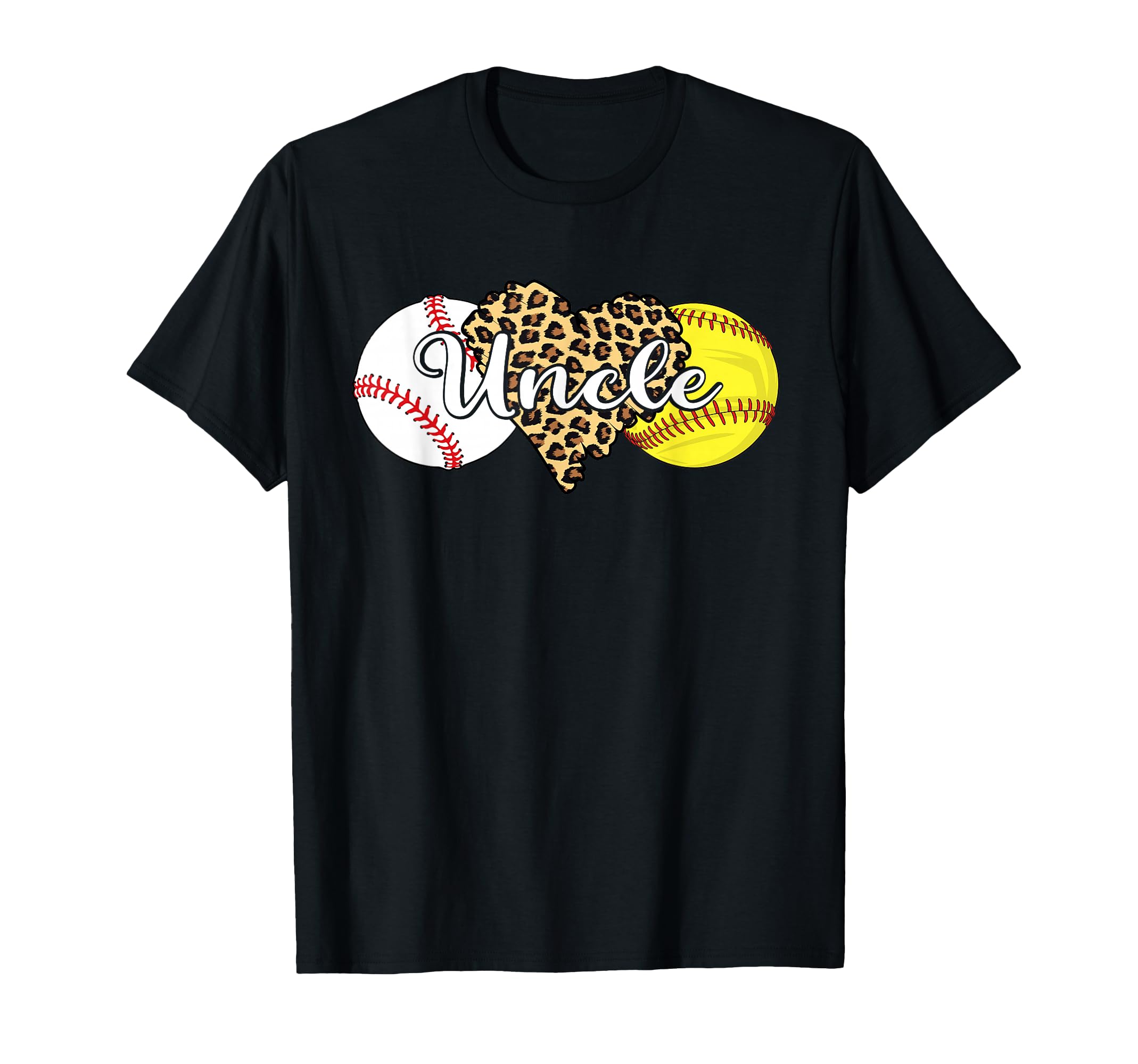 Uncle Baseball Softball Leopard T-Shirt - Minimalist Print for Adults - T-Shirt, Sweatshirt, Hoodie