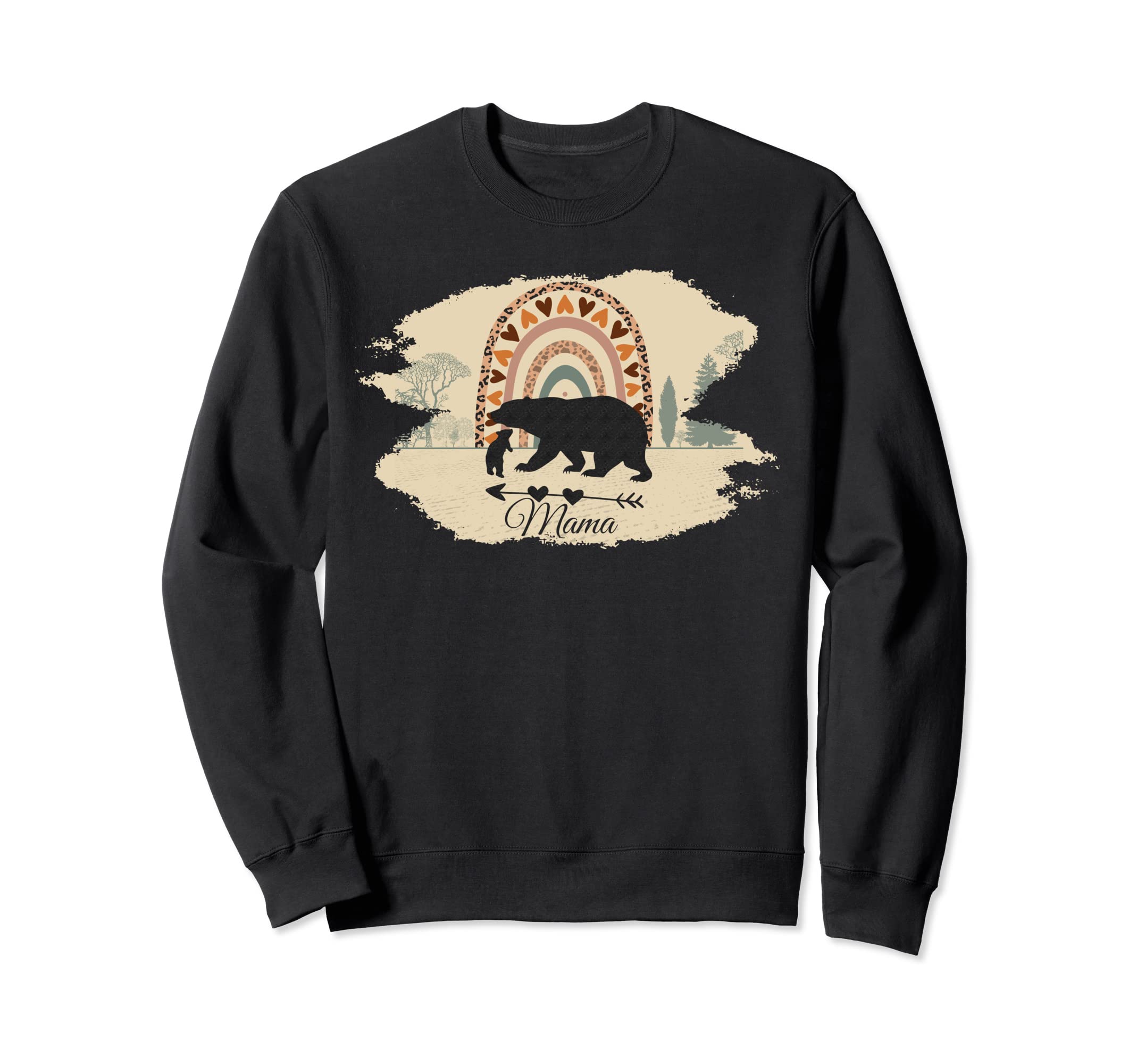 Mama Bear One Cub And Rainbow Boho Sweatshirt - Aesthetic Graphic Unisex - T-Shirt, Sweatshirt, Hoodie
