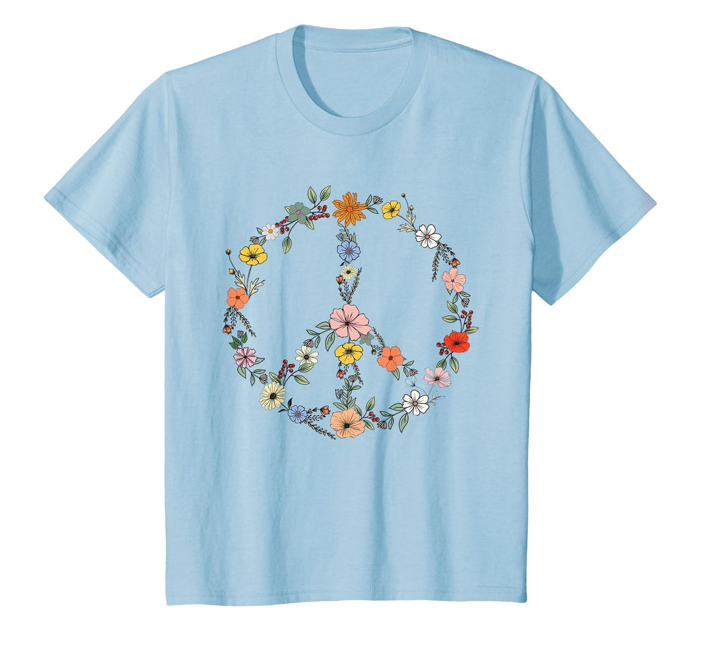 Floral Peace Sign Boho Teens Trendy T-Shirt - Fun Novelty Design Men Women - T-Shirt, Sweatshirt, Hoodie