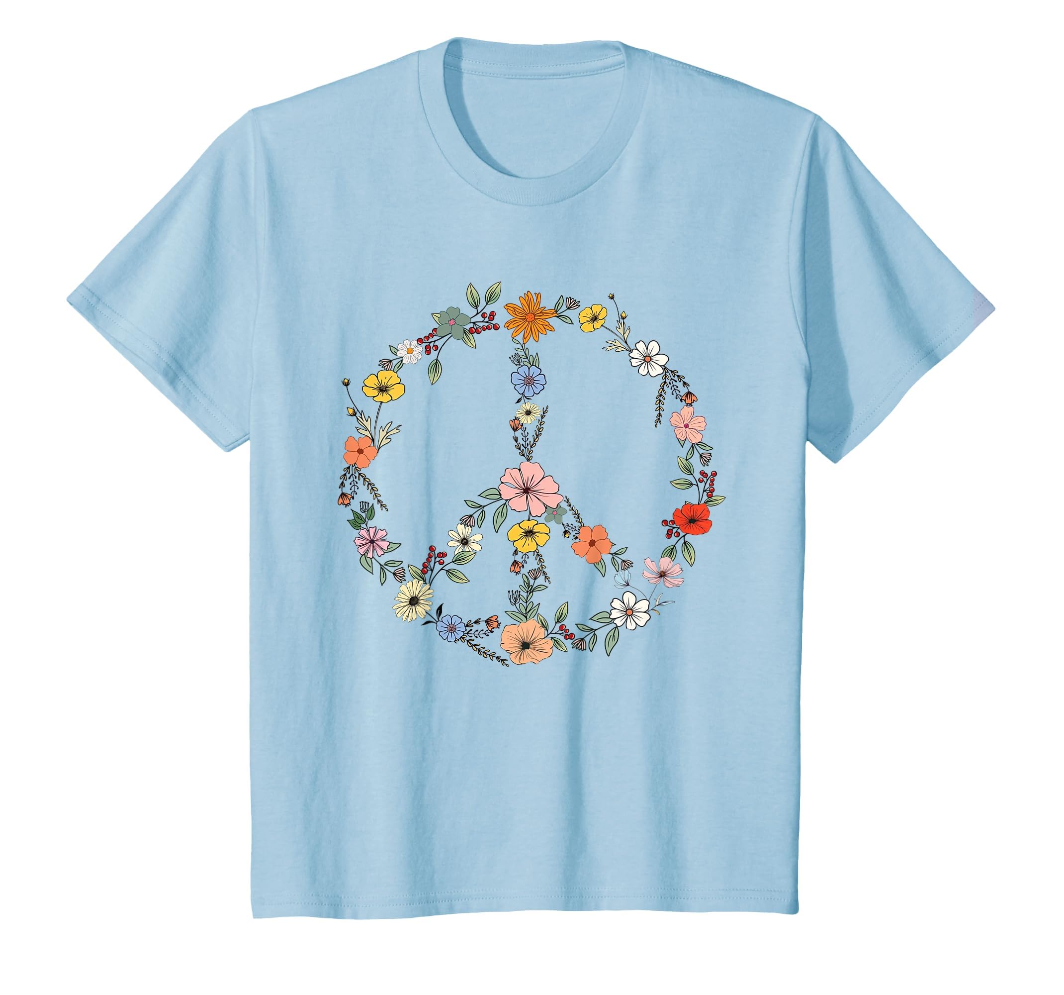 Floral Peace Sign Boho Teens Trendy T-Shirt - Fun Novelty Design Men Women - T-Shirt, Sweatshirt, Hoodie