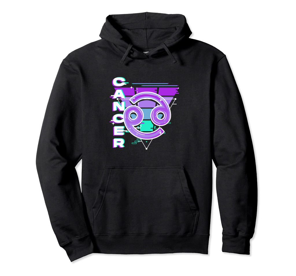 Cancer Zodiac Sign Vaporwave Hoodie - Fun Novelty Design for Adults - T-Shirt, Sweatshirt, Hoodie