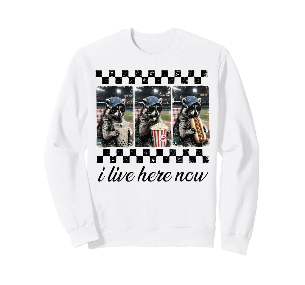 Funny Raccoon Ballfield Baseball Sweatshirt - Graphic Print Men Women - T-Shirt, Sweatshirt, Hoodie