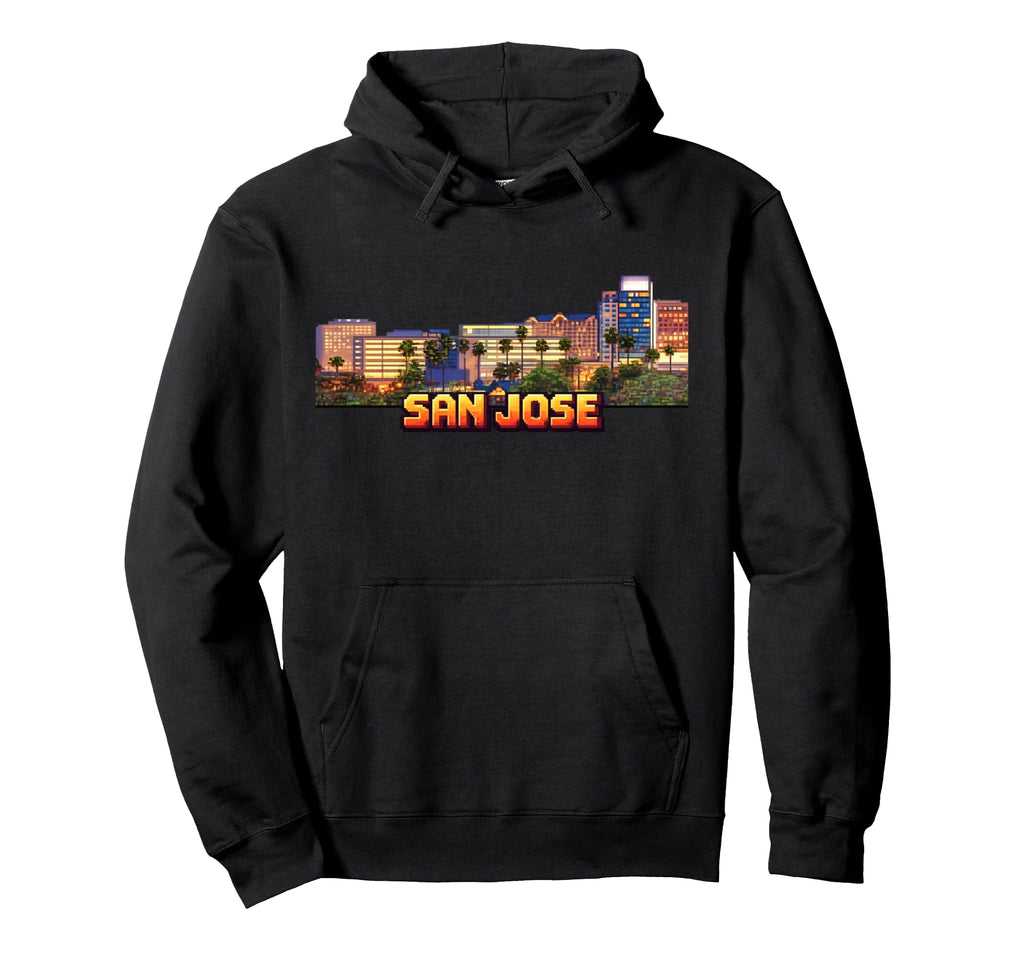 San Jose 8 Bit Video Arcade Gamer Gaming 80S Hoodie - Graphic Print Unisex - T-Shirt, Sweatshirt, Hoodie