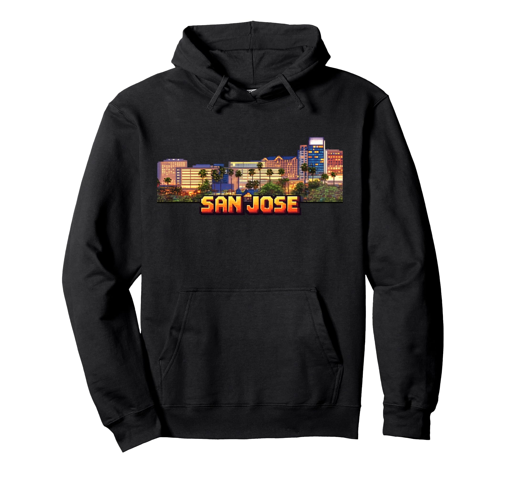 San Jose 8 Bit Video Arcade Gamer Gaming 80S Hoodie - Graphic Print Unisex - T-Shirt, Sweatshirt, Hoodie