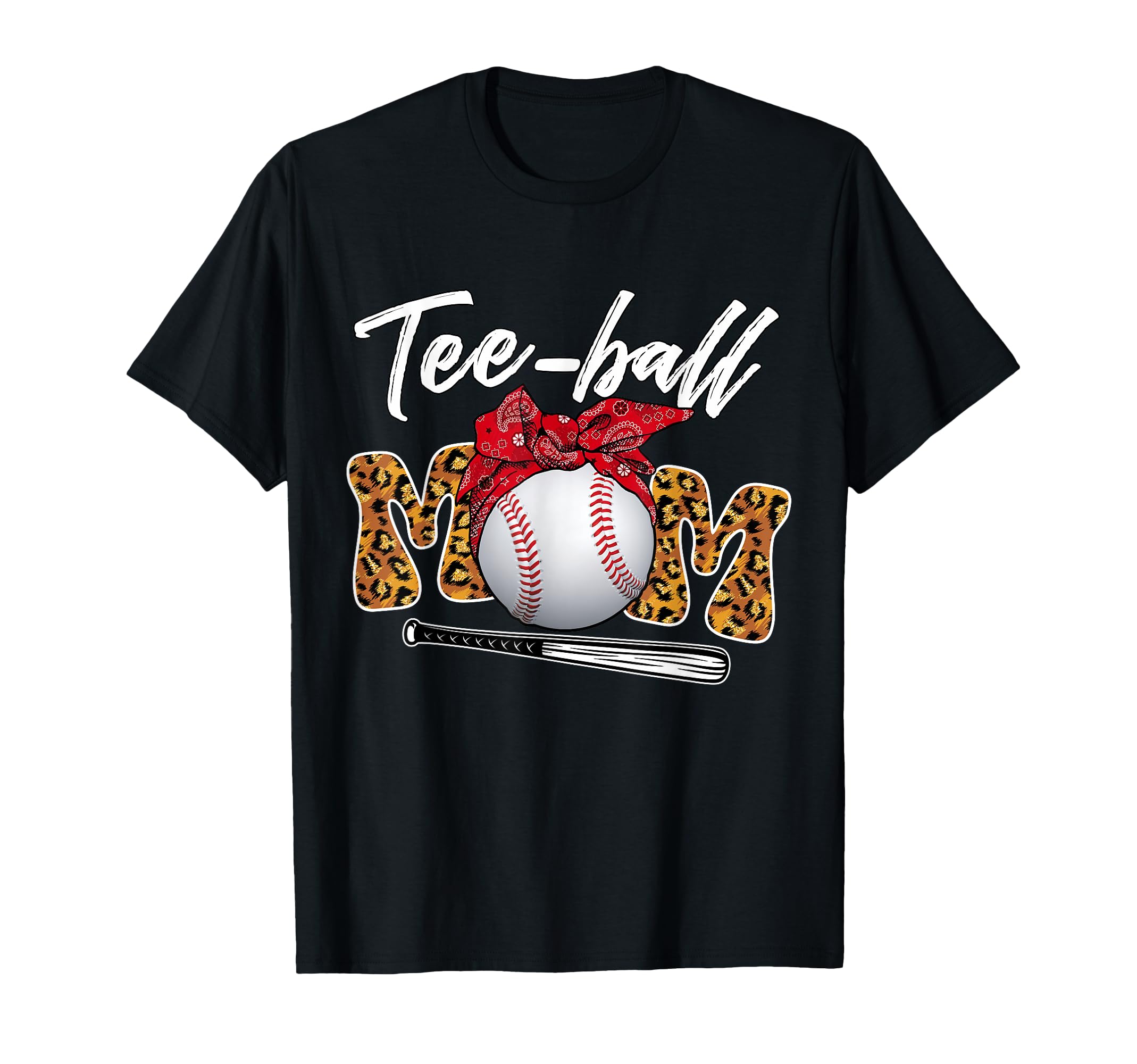Ball Mom Baseball Red Bandana Leopard T-Shirt - Novelty Apparel Unisex - T-Shirt, Sweatshirt, Hoodie