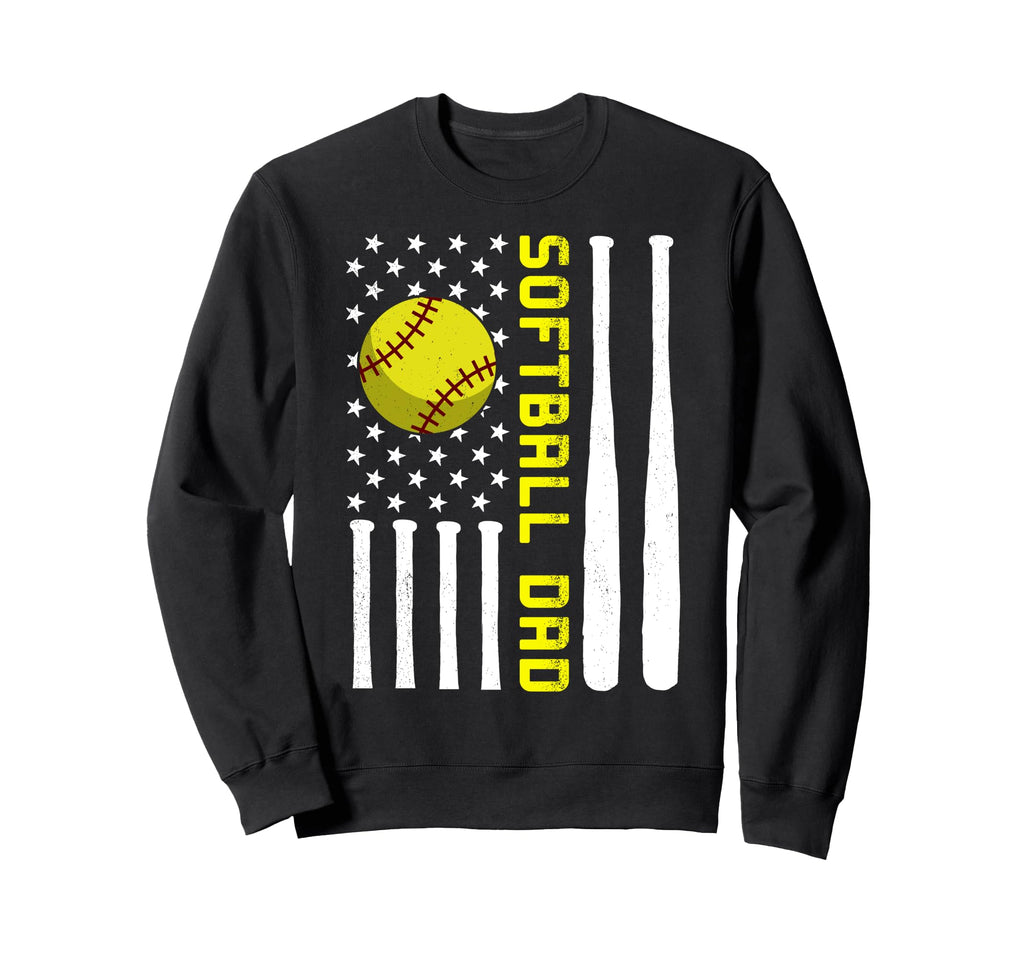 Softball Dad Softball Player Us Flag Sweatshirt - Custom Art Print Unisex - T-Shirt, Sweatshirt, Hoodie