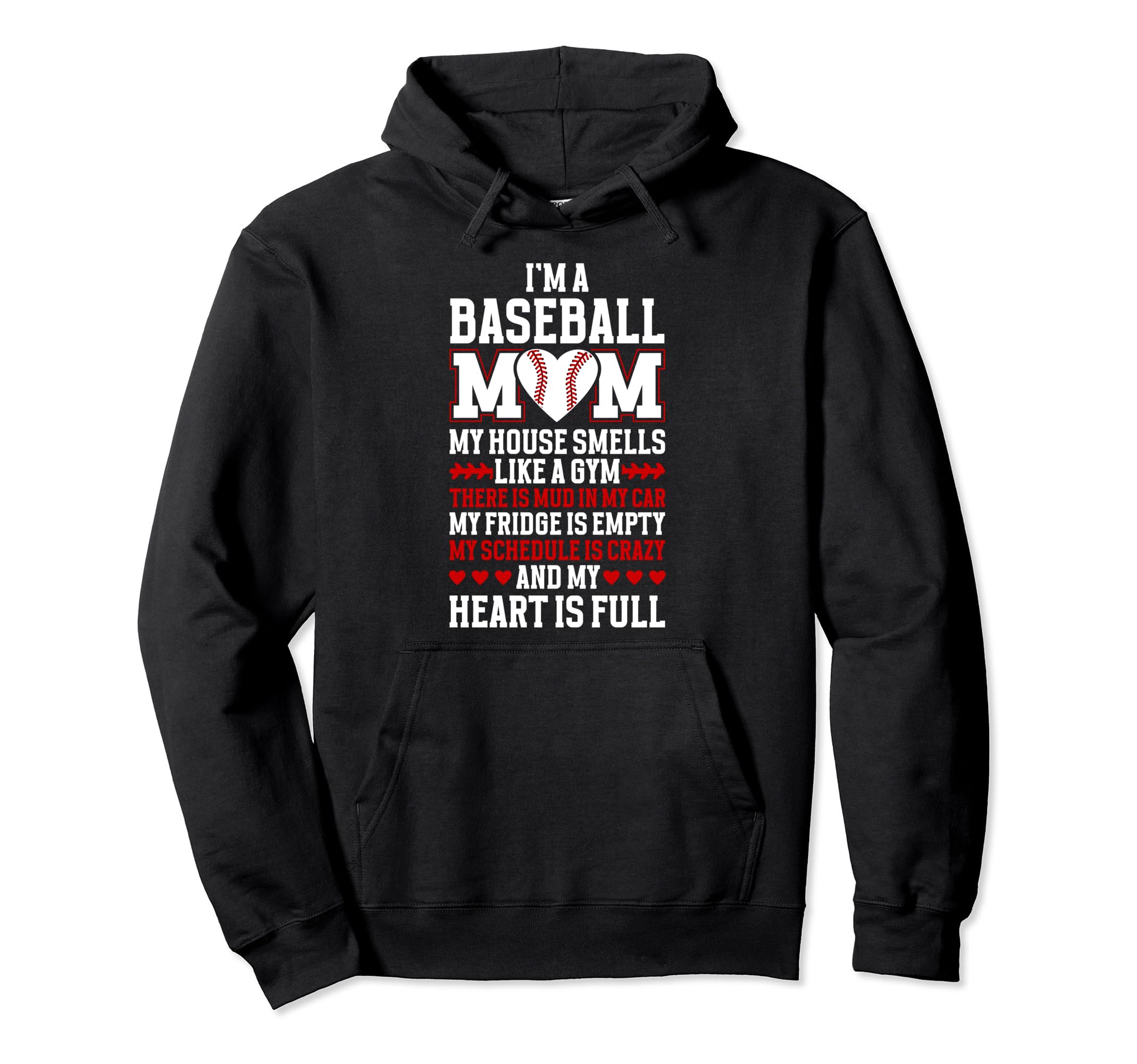 Baseball Mom My Heart Is Full Mom Baseball Hoodie - Unique Graphic Unisex - T-Shirt, Sweatshirt, Hoodie