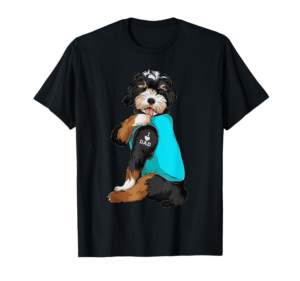 Bernedoodle I Love Dad Tattoo Dog Dad T-Shirt - Custom Art Print Men Women - T-Shirt, Sweatshirt, Hoodie